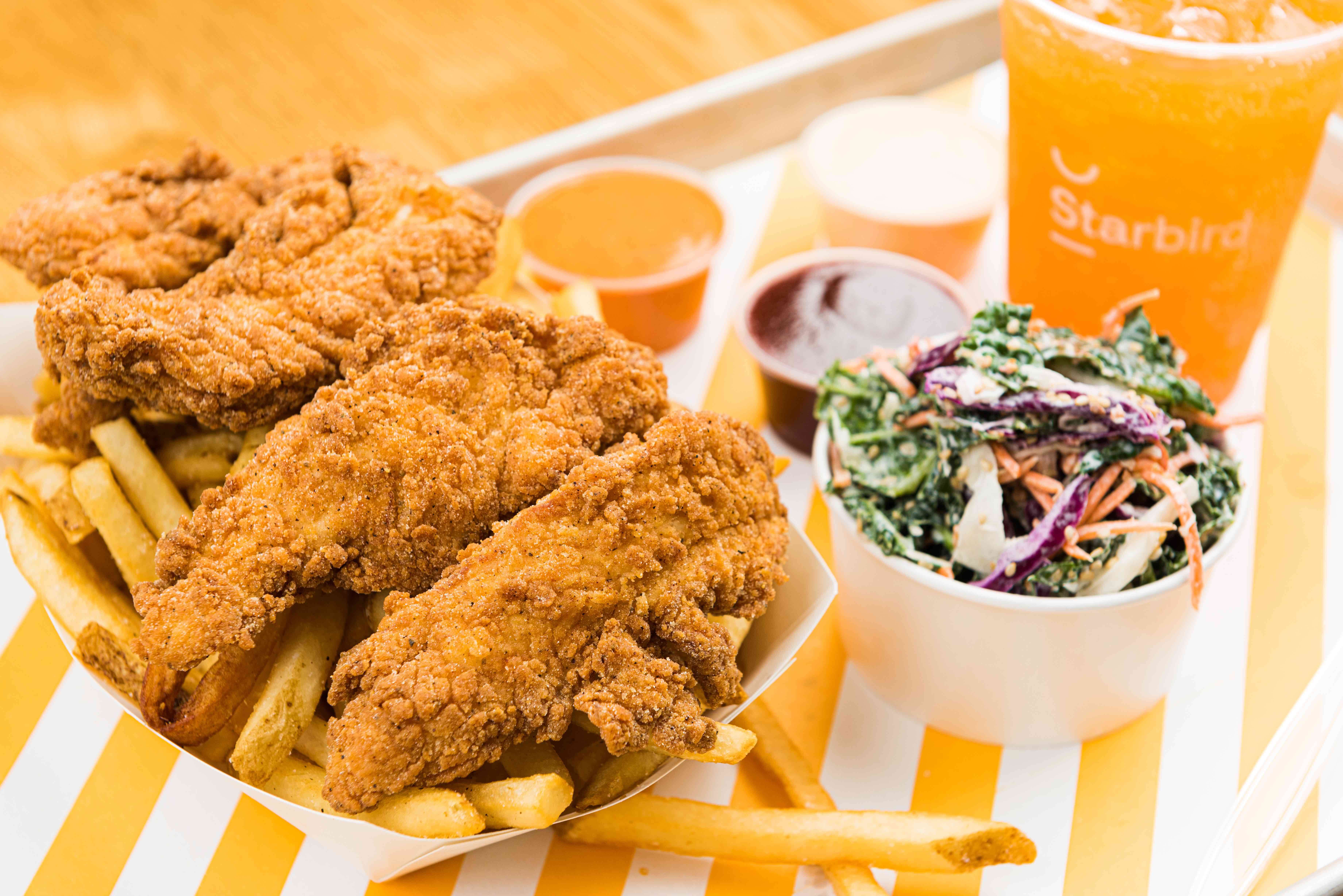 Trays of Starbird Chicken menu offerings