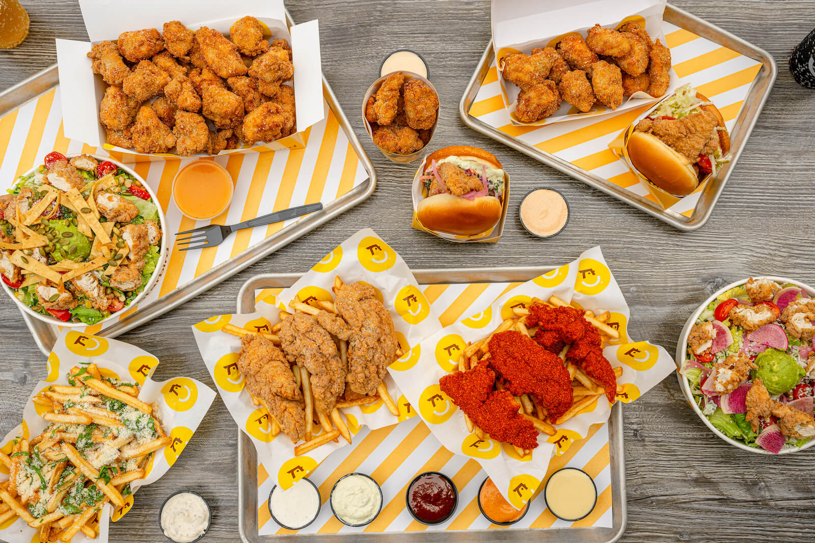 Spread of Starbird Chicken menu offerings